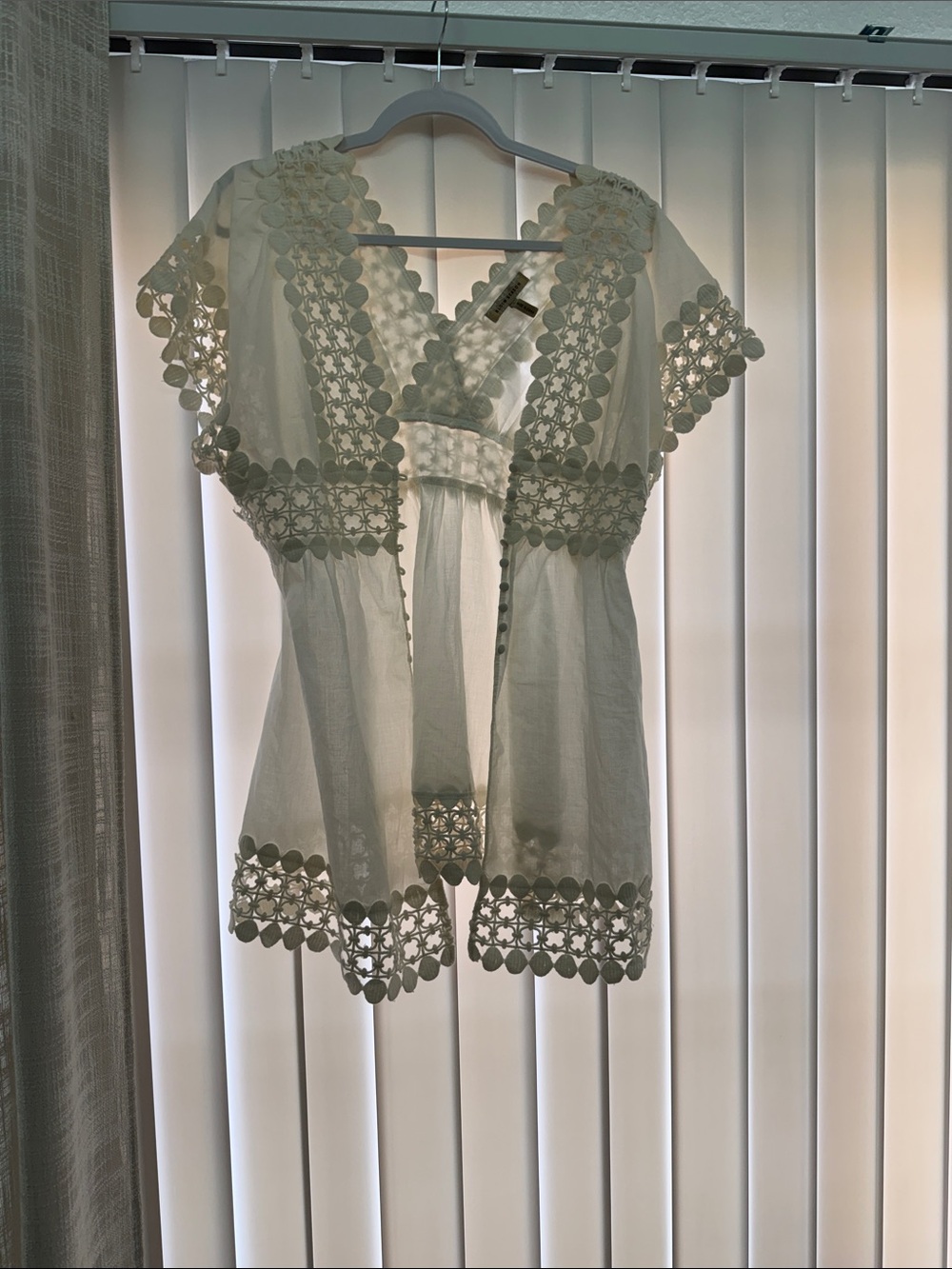 White Crochet-Trim V-Neck Women’s Swim Coverup